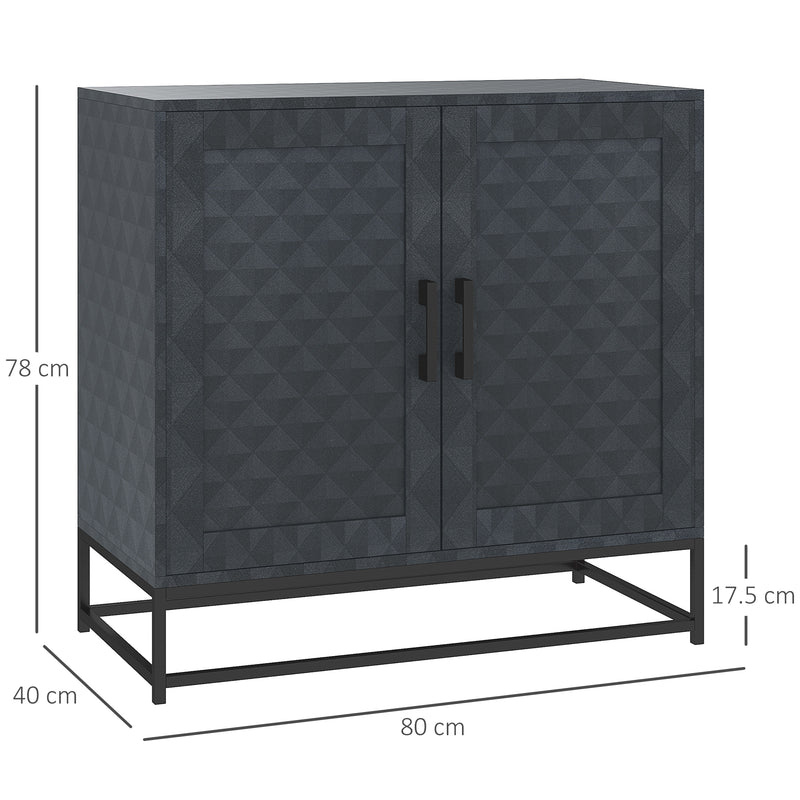 Black Modern Sideboard with Adjustable Shelf and 2 Doors for Living Room Storage by Homcom