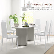 Set of 6 White Faux Leather Dining Chairs With Cushioned Seats For Modern Kitchens