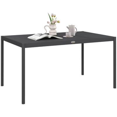6 Seater Rectangular Outdoor Dining Table With Slatted Aluminium Top For Garden Or Patio Use