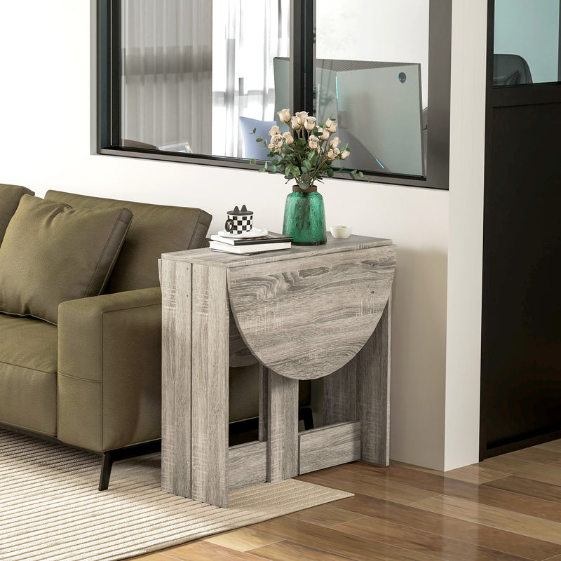 Grey Drop Leaf Dining Table for Small Kitchens and Dining Rooms, Space Saving Design by HOMCOM