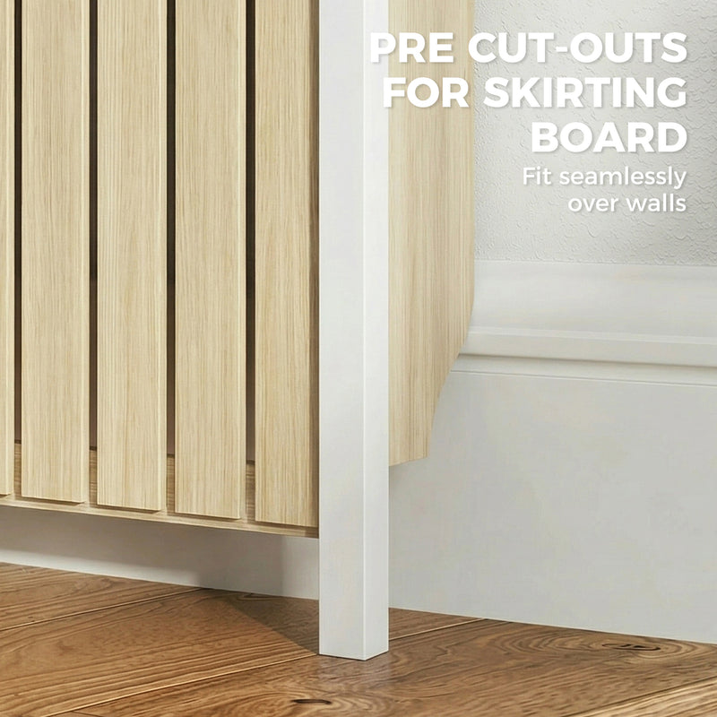 Radiator Cover with Drawers for Safe Heating and Extra Hallway Storage Oak White Homcom