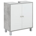 Under Sink Bathroom Pedestal Cabinet White and Grey Kleankin