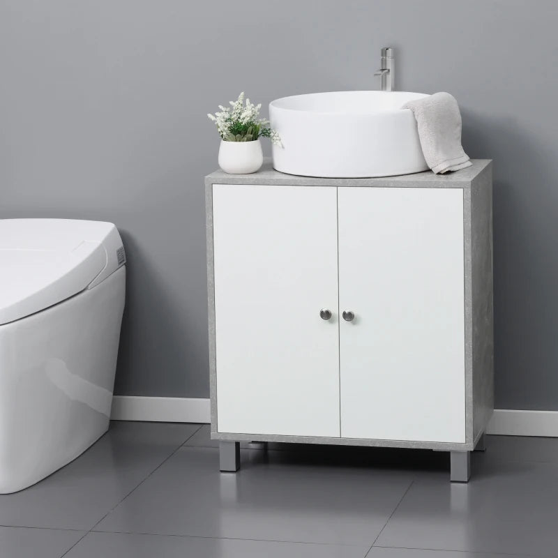 Under Sink Bathroom Pedestal Cabinet White and Grey