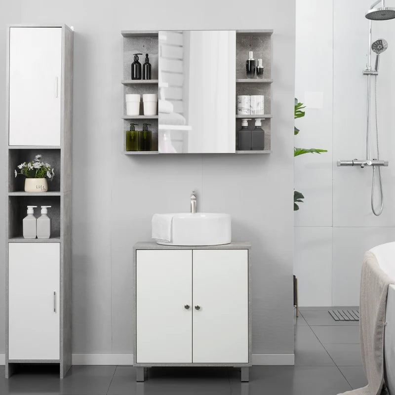 Under Sink Bathroom Pedestal Cabinet White and Grey