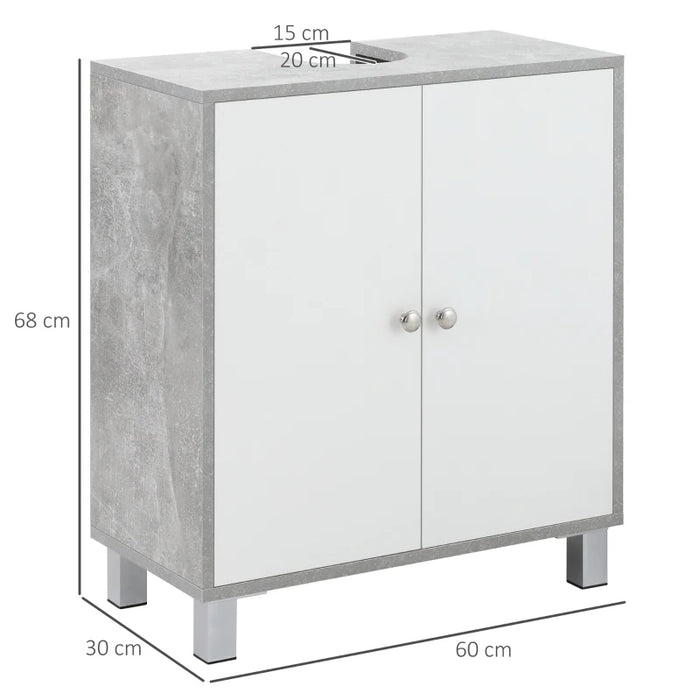 Under Sink Bathroom Pedestal Cabinet White and Grey