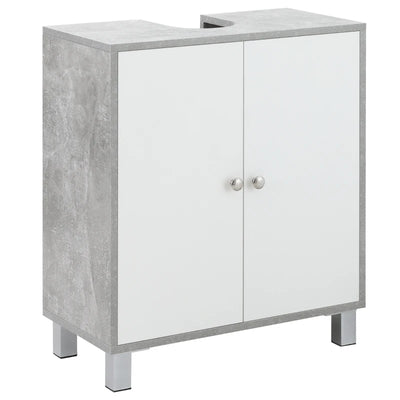 Under Sink Bathroom Pedestal Cabinet White and Grey Kleankin
