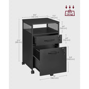 Vasagle Black Under Desk Pedestal Drawers With Lock For Home Office