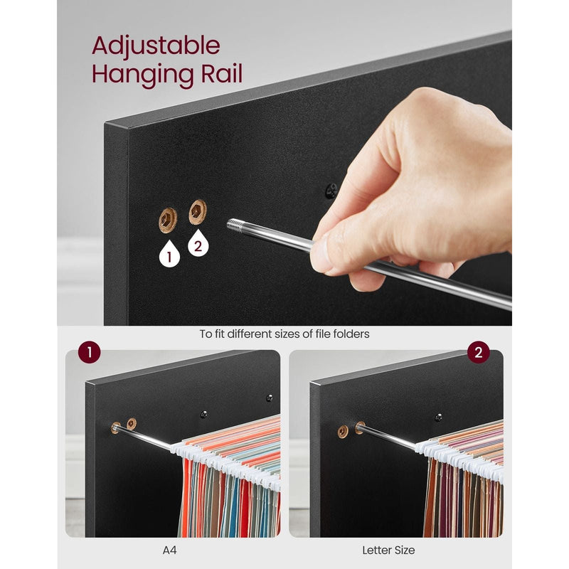 Vasagle Black Under Desk Pedestal Drawers With Lock For Home Office