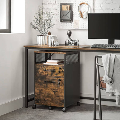 Vasagle Industrial Mobile Under Desk Pedestal Drawers With Lock For Home Office