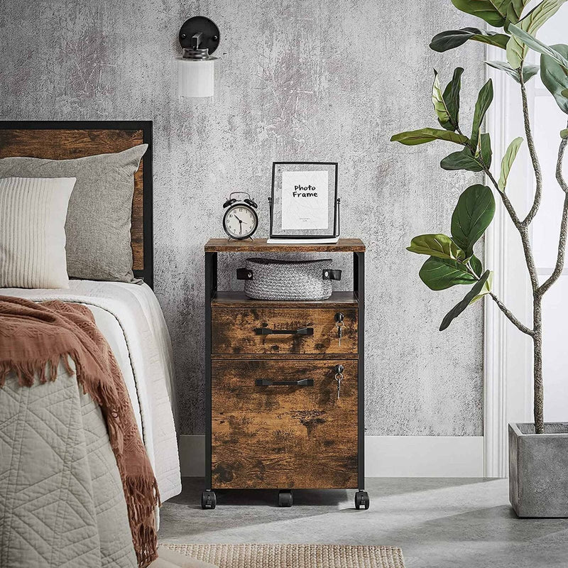 Vasagle Industrial Mobile Under Desk Pedestal Drawers With Lock For Home Office