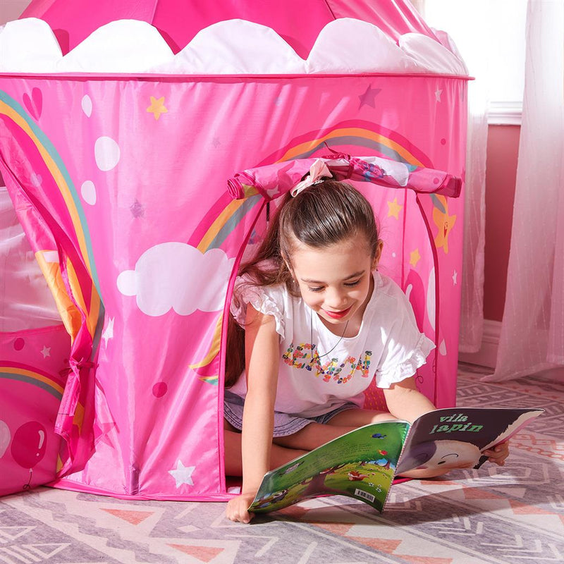Unicorn Play Tent for Kids with Mesh Windows and Carry Bag for Indoor Outdoor Use by Songmics