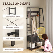 Coat Rack Hall Tree With Shoe Storage Bench and Drawers for Hallway or Entryway Grey