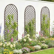 Garden Arch Set for Climbing Plants Hand Woven Wicker Slim Design Natural Wood Finish Outsunny