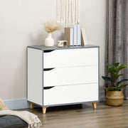 3 Piece Bedroom Furniture Set with Wardrobe and Chest of Drawers for Storage Grey and White AOSOM