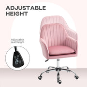 Pink Velvet Feel Tub Office Chair with Padded Seat for Home or Office Use
