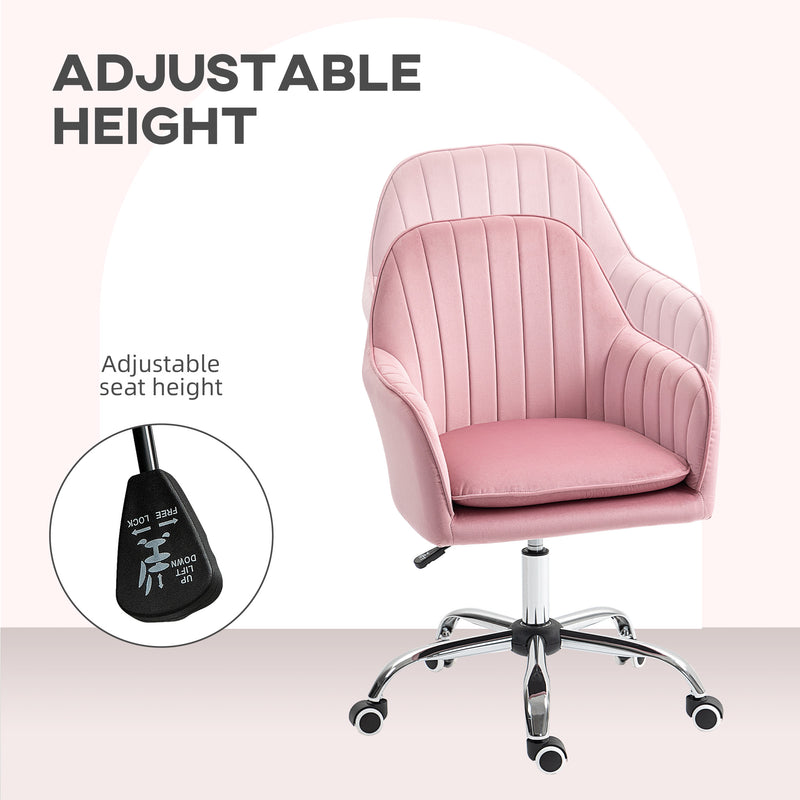 Pink Velvet Feel Tub Office Chair with Padded Seat for Home or Office Use