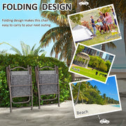 Set of 2 Folding Garden Chairs with Breathable Mesh Seats for Outdoor Use Grey AOSOM