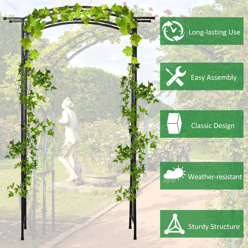 Metal Garden Arch for Climbing Plants and Flowers Outdoor Entryway Structure Black Outsunny