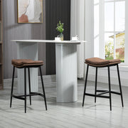 Set of 2 Industrial Bar Stools with Curved Seat and Steel Frame for Kitchen Brown