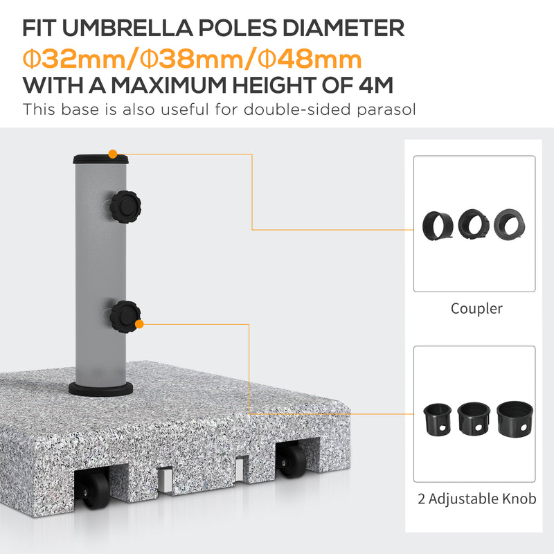 Grey 28kg Granite Parasol Base With Wheels And Handle For Heavy Duty Garden Use