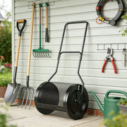 Compost Spreader with Adjustable Handle for Easy Lawn and Garden Care Black AOSOM