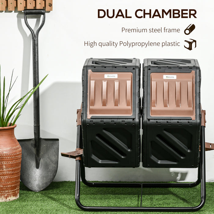 130L Dual Chamber Tumbling Composter for Efficient Waste Recycling by Outsunny