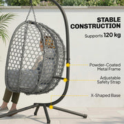 Hanging Egg Chair with Stand, Cushion & Headrest For Garden, Patio & Balcony Outsunny