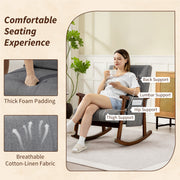 Wooden Frame Rocking Accent Chair With Padded Seat For Living Room Comfort, Grey