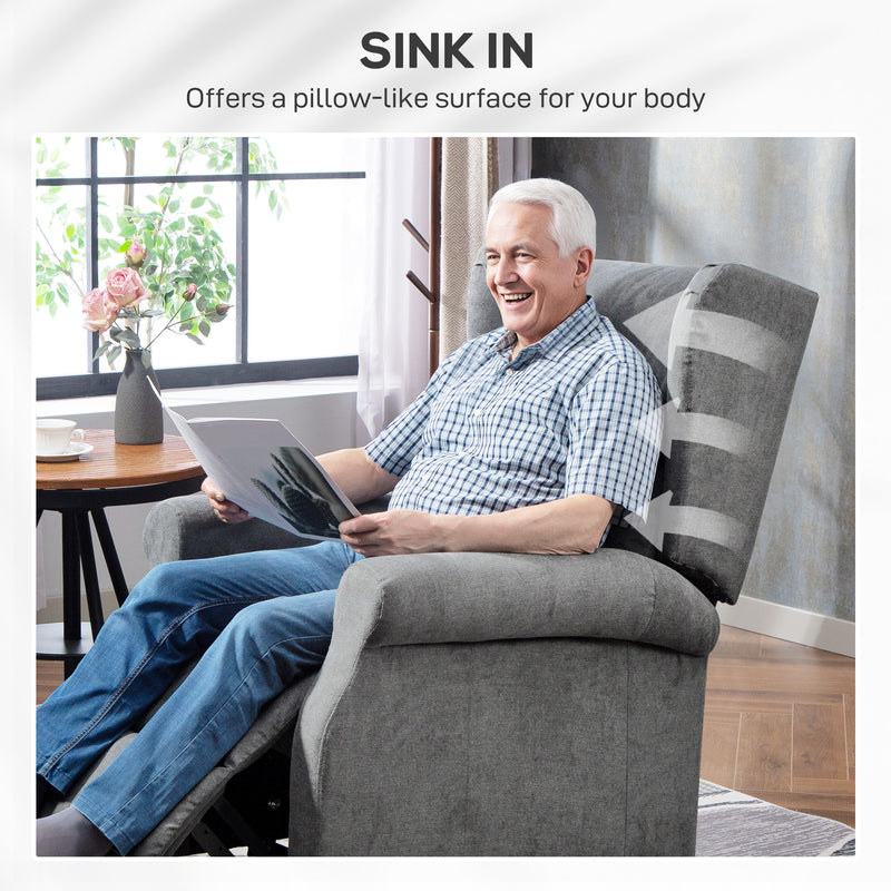 Electric Power Lift Recliner Chair for Elderly with Remote and Footrest for Living Room Charcoal Grey