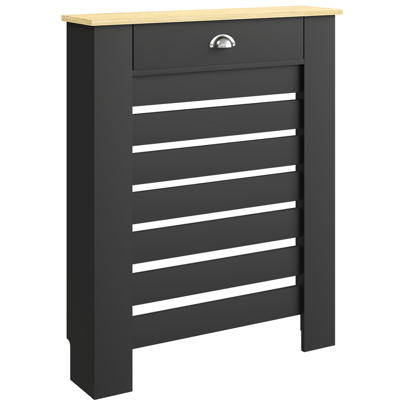 Radiator Cover with Storage Drawer for Safe Hallway Heating Black Wood Effect Homcom