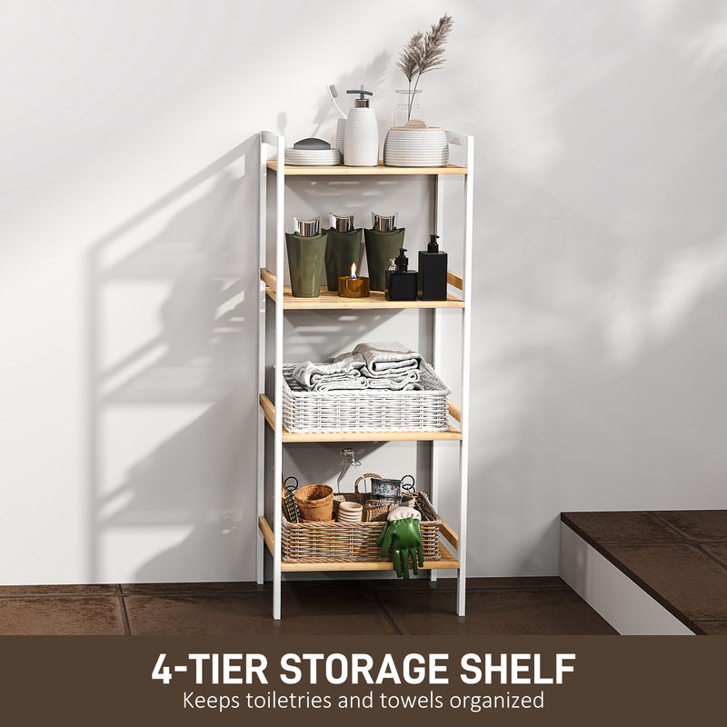 Four Tier Bamboo Adjustable Shelf Storage Unit for Home and Office by HOMCOM