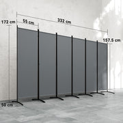6 Panel Folding Garden Privacy Screen Freestanding Room Divider for Outdoor Use Dark Grey AOSOM