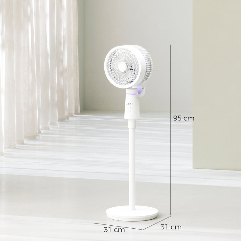 White Pedestal Air Circulation Fan with Oscillating Function and Adjustable Height by HOMCOM