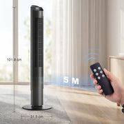 Tower Fan with Quiet Sleep Mode and App Control for Cool Comfortable Rooms Black AOSOM