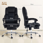 Massage Office Chair with Reclining Back and Heated Lumbar Support Black AOSOM