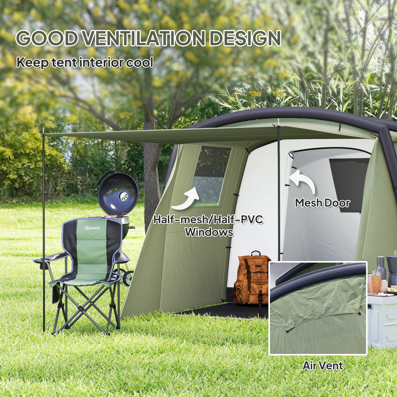 Inflatable 6 Person Family Tent with Fast Air Beam Setup and Separate Living Area Olive Green