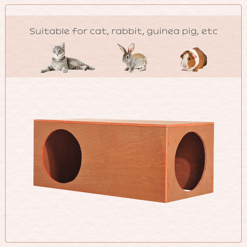 Outdoor Rabbit Shelter and Indoor Cat Tunnel Hideaway With Waterproof Roof, Grey AOSOM
