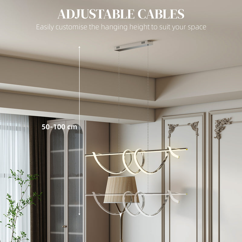 Modern Pendant Ceiling Light with Adjustable Colour Temperatures for Home Lighting Silver AOSOM