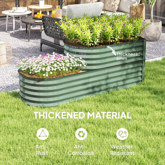 Light Green Two Tier Galvanised Steel Garden Planter for Outdoor Plants by Outsunny