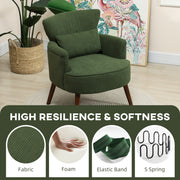 Green Corduroy Retro Accent Chair with Padded Seat and Wooden Legs by HOMCOM