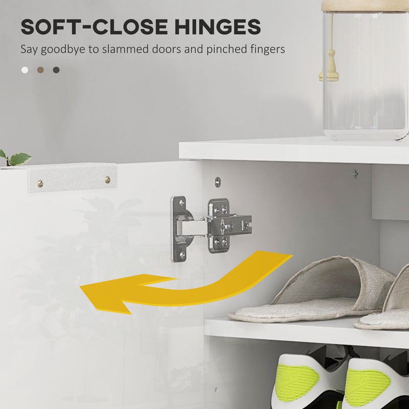 Five Shelf Shoe Storage Cabinet With Adjustable Shelves For Hallway Or Bedroom White