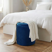 Ottoman Storage Bench with Reversible Seat and Table for Living Room or Bedroom Blue AOSOM