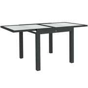 Extending Garden Dining Table Aluminium Frame Tempered Glass Black and Clear by Outsunny