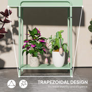 Green 2 Tier Metal Plant Stand with Drain Holes for Indoor and Outdoor Use by Outsunny