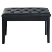 PU Leather Piano Stool With Hidden Storage Ideal for Makeup or Dressing Table, Black