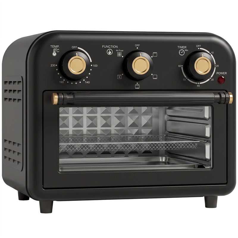 Air Fryer Oven 2-in-1 for Quick Healthy Family Meals with Easy Controls Black Gold Tone