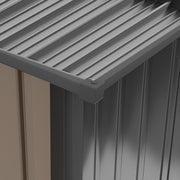 Brown and Grey Lean To Steel Garden Storage Cabinet 3.3 x 3.4ft With Lockable Door for Secure Storage
