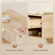 Floating Bedside Tables Set of 2 with Hidden Drawer and Shelf for Space Saving Oak AOSOM