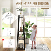 Compact Freestanding Wooden Coat Rack in Black and Brown with Storage Shelf by Homcom