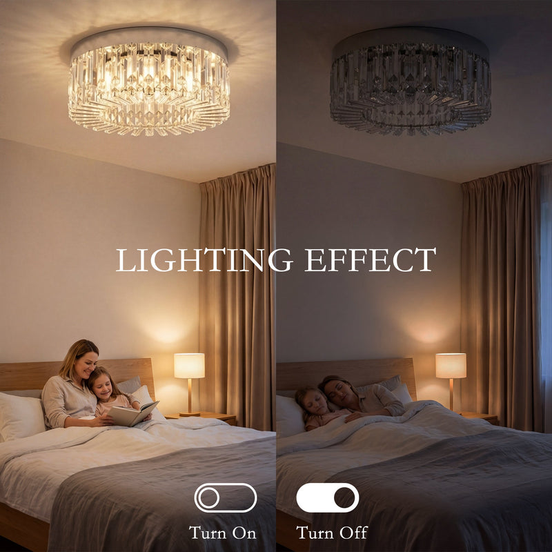Crystal Ceiling Light for Bright Even Living Room Lighting Easy Clean